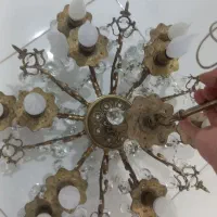 لوستر برنزاصل ۶شاخه و ۱۲ شعله همراه ۱۲ لامپ اشکی.|لوستر و چراغ آویز|سنقر, |دیوار