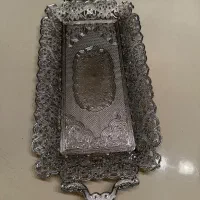 دوعدد سینی نقره ای دو عدد قندان