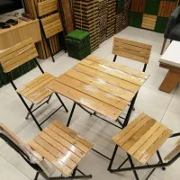۴نفره غذاخوری میز تاشو صندلی تاشو چوبی فلزی