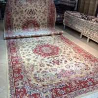 فرش دستباف جفت ۶ متری تبریز خطیبی کرم دستبافت