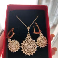 نیم ست طرح خورشید نقره ابکاری طلا