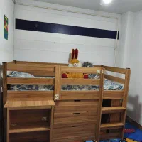 تخت و میز تحریر نوجوان مدل البرز سبز|تخت و صندلی بچه|آستانه اشرفیه, |دیوار