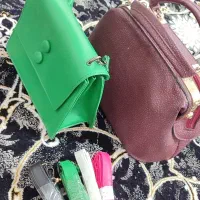 کیف دستی رو دوشی مجلسی سبز زرشکی جیگری عید فقط ۹۸