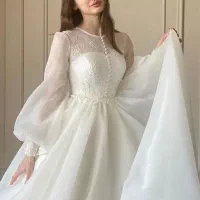 لباس عروس حریر ژورنالی کد ۱۵۷۵ مزون مطهره