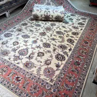 فرش دستباف جفت ۹ متری افشان کرم آستان قدس دستبافت