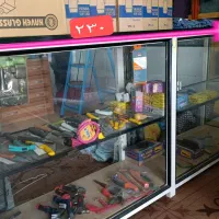 ویترین آلومینیومی قفسه ای و کمد چوبی|بوفه، ویترین، کنسول|کنارک, |دیوار