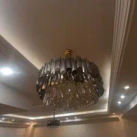 جفت لوستر کریستالی رنگ دودی