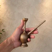 قلیان برنجی قدمی کنده کاری شده