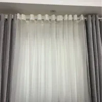 پرده سه تکه پتینه طوسی همراه زیرپرده