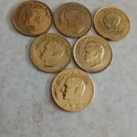 ۶عددسکه۲۰ریالی پهلوی باروکش آب طلا