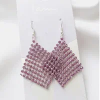 گوشواره آویز بلند نگینی یاسی|بدلیجات|بندرعباس, |دیوار