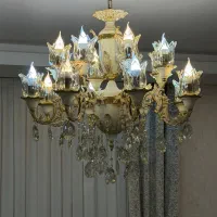 لوستر ۸ شاخه ۱ و کریستال اصل خارجی نماما برنجی