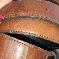 کمربند رنگ قهو ه ای چرم اصل کاملا دست دوز