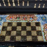 تخته نرد نقاشی شکار تمام خاتم و رزین