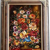 تابلو گل ترمه کد 17 دستبافت و برجسته