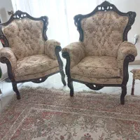 مبل  ۹ نفره کلاسیک  استیل میز  شیشه ای دو میز