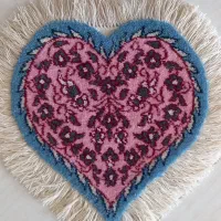 زیرتلفنی دستبافت نایین طرح قلب|فرش|نائین, |دیوار