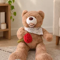 خرس نسکافه ای گل به دست