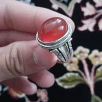 انگشتر نقره عقیق طبیعی دستساز جفت مهر استاد نوری