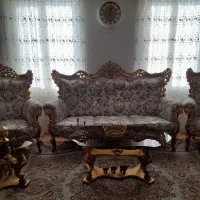 مبل سلطنتی استیل چوبی۷نفره با۲عددمیزبان