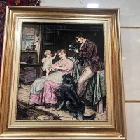 تابلو فرش دستباف چله ابریشم خانواده فرانسوی