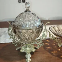 سرویس کریستال پایه برنز کاملا نو