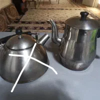 دو عدد کتری استیل  قدیم کف چدن