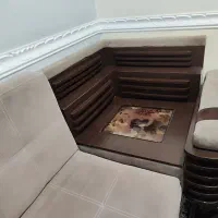 مبل 9نفره تمیز ترکیب رنگ نسکافه ای قهوه ای|مبلمان خانگی و میز عسلی|امیدیه, |دیوار