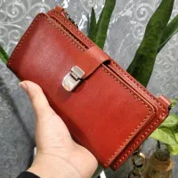 کیف دستی کیف دست چک چرم گاوی کاملا دست دوز