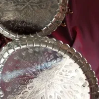 دو عدد ظرف سرو دسته دار  مسی