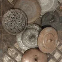 آینه سنگی سماور و منقل|کلکسیون اشیاء عتیقه|یزد, |دیوار