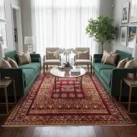 فرش قرمز۶متری سفارشی طرح دستبافت۷۰۰شانه اکبندوضخیم