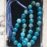 تسبیح سنگ عقیق آبی طبیعی ماداگاسکار سلیمانی