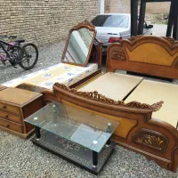 تخت خواب دو نفره بادوتا پایتختی از جنس چوب|تخت و سرویس خواب|مرند, |دیوار