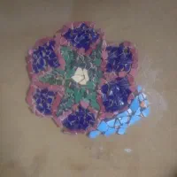 تابلو سنگ  طراحی شده  با رنگ. گواش.