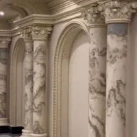 نقاشی ساختمان  ، میکرو سمنت  ، پتینه  ، ورق طلا.