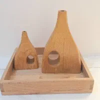 سینی چوبی ب همراه دو عدد دکوری