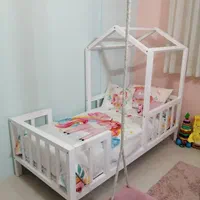 تخت کلبه چوبی مدل اسکارلت مونتسوری|تخت و صندلی بچه|مشهد, ده دی|دیوار