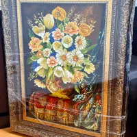 تابلو فرش نو دستبافت طرح گلدون گل