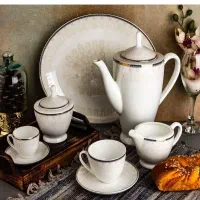 سرویس چینی اپاریس ۱۸ نفره بن چاینا صورتی نو نو