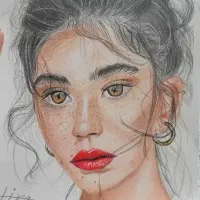 نقاشی چهره با مداد رنگی