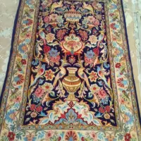 فرش دستباف کرک و ابریشم زرنیم نقش بهشت