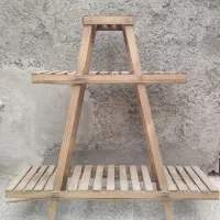 پایه گلدان چوبی رنگ قهوه ای