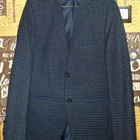 کت تک ، سایز ۴۴ ، چارخانه ریز ، سورمه ای مشکی