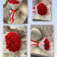 بوکت های خرسی. باکس و دسته گل رز ربانی عمده و تک