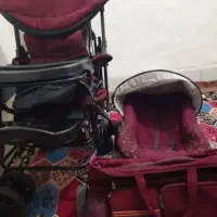 کالسکه و کریر و روروئک و پتو و بالشت و تشک نوزاد