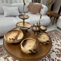 سرویس پذیرایی چوبی گردو ۵ تکه پرداخت درب منزل