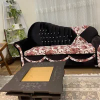 فروش فوری کاناپه سه نفره بامیز جلو مبلی ومیز عسلی