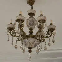 2عدد لوستر بدنه برنز و کریستال