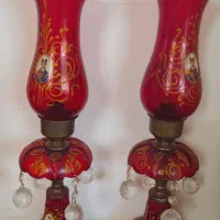 شمعدان های لاله عباسی دوعددقرمز رنگ